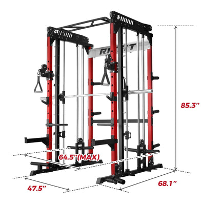 RitFit M1 PRO Multi-Functional Smith Machine with Cable Crossover System and Squat Rack for Home Gym