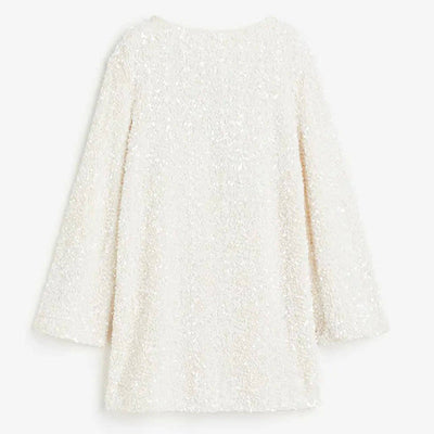 🎀Dance All Night Sequin Back Tie Up Bow Loose Mini Cutee Dress🎀