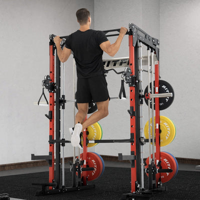 RitFit M1 PRO Multi-Functional Smith Machine with Cable Crossover System and Squat Rack for Home Gym