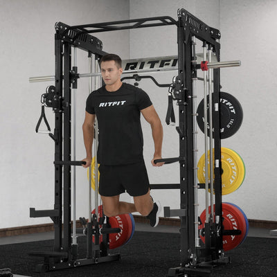 RitFit M1 PRO Multi-Functional Smith Machine with Cable Crossover System and Squat Rack for Home Gym