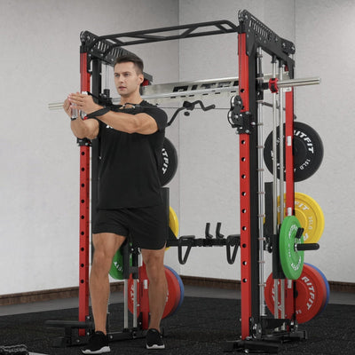 RitFit M1 PRO Multi-Functional Smith Machine with Cable Crossover System and Squat Rack for Home Gym