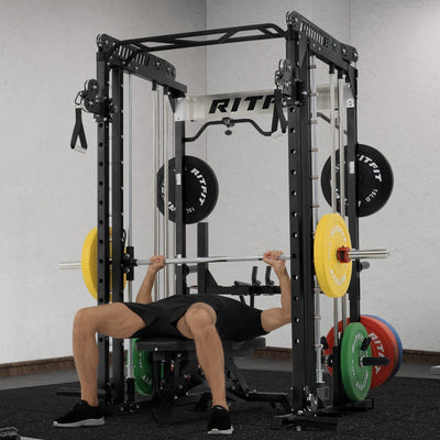 RitFit M1 PRO Multi-Functional Smith Machine with Cable Crossover System and Squat Rack for Home Gym