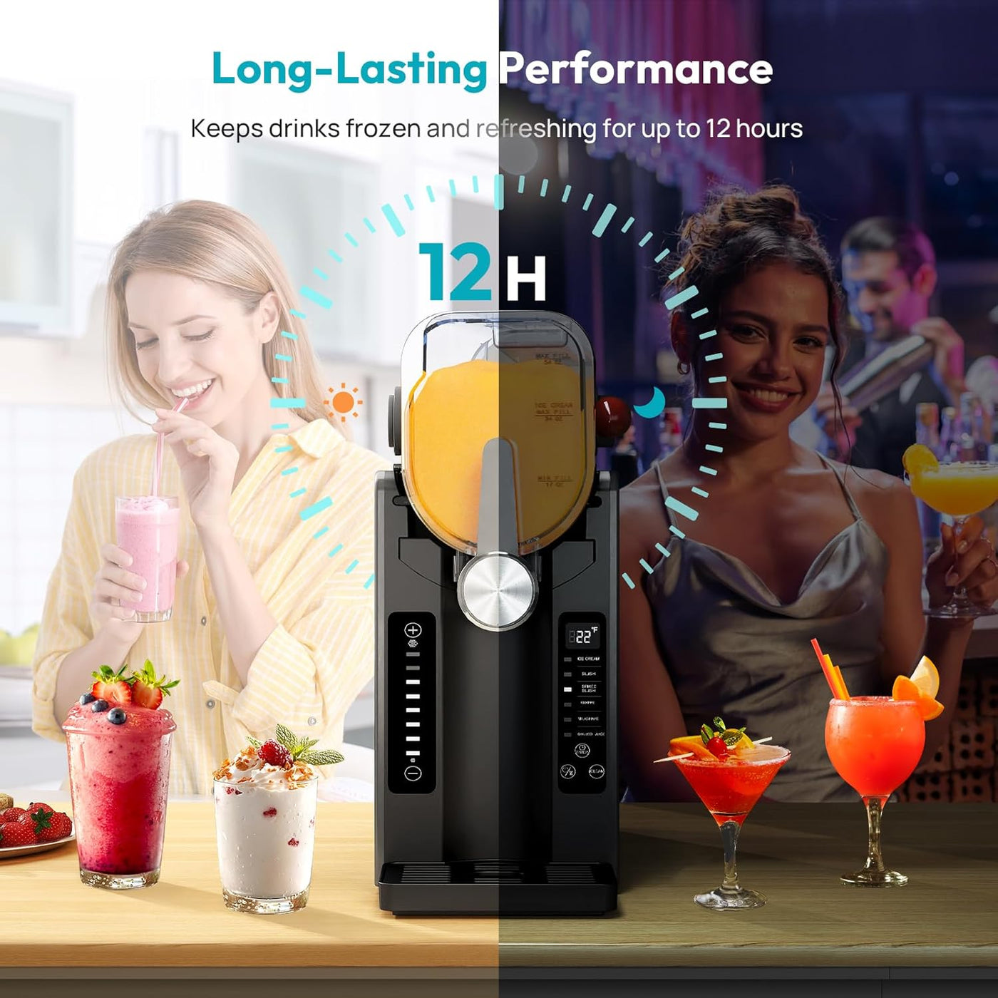 Slushie Machine for Home – Frozen Drink Maker with 6 Presets, No Ice Needed, 360° Mixing, One-Touch Self-Cleaning, Smoothie & Iced Drink Machine for Margaritas, Frappés, Cocktails & More