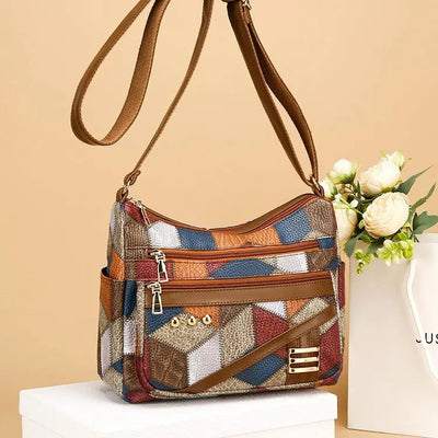 🔥New Fashion PU Soft Leather Color Matching Shoulder Bag👜