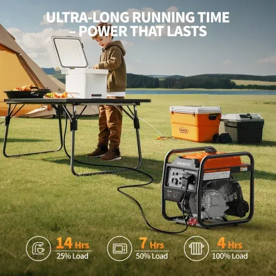Genkins 4500 Watt Open Frame Inverter Generator 30 Amp Pure Sine Wave Noise Reduced 50% 55lbs EPA complied Gas Powered